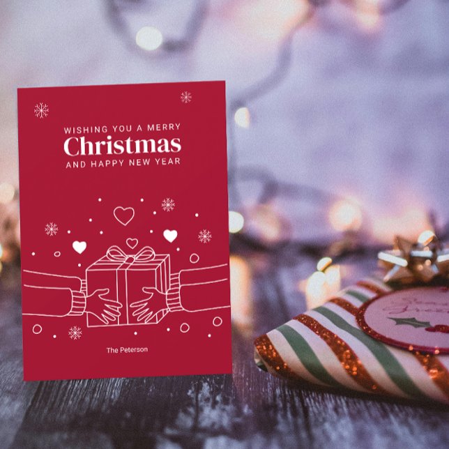 Cartão Feliz Natal | Linha de Arte de Saudação de Alegria (Criador carregado)