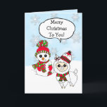 Cartão Feliz Natal Llama e Desenhado de Mão de Neve<br><div class="desc">Feliz Natal,  Llama e Snowman Hand Drawn. Desenharam um cartão personalizado de Natal fantástico.</div>