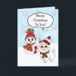 Cartão Feliz Natal Llama e Desenhado de Mão de Neve<br><div class="desc">Feliz Natal,  Llama e Snowman Hand Drawn. Desenharam um cartão personalizado de Natal fantástico.</div>