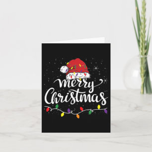 Cartão Feliz Natal Luz Vermelha Santa Hat Família Xmas M