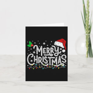 Cartão Feliz Natal Luz Vermelha Santa Hat Família Xmas M
