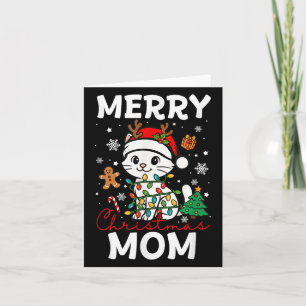 Cartão Feliz Natal Mãe Papais noeis Cat Funny Owner Lover