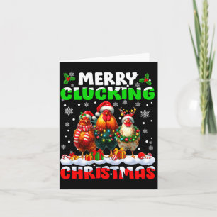 Cartão Feliz Natal Maluco de Galinha Chapéu do Papai Noel