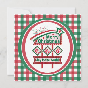 Cartão Feliz Natal - Marquee Retro - Alegria ao Mundo