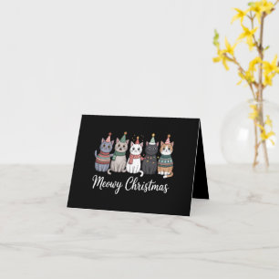 Cartão Feliz Natal Meowy Ano Felino Amante de Gatos Xmas