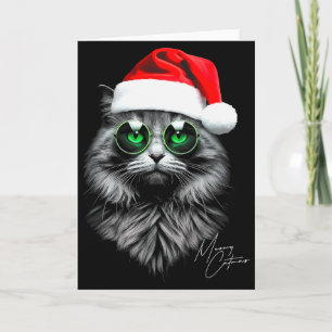 Cartão Feliz Natal Meowy Gato Divertido Camisa Legal Do G