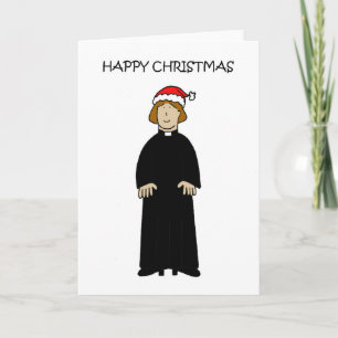Cartão Feliz Natal Mulher Vicar Curate Pastor