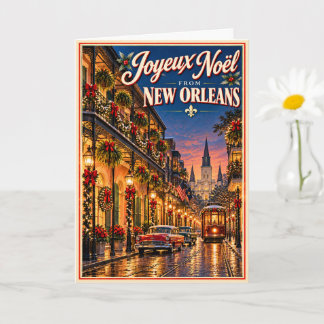 Cartão Feliz Natal Nova Orleans Viagem Vintage Natal