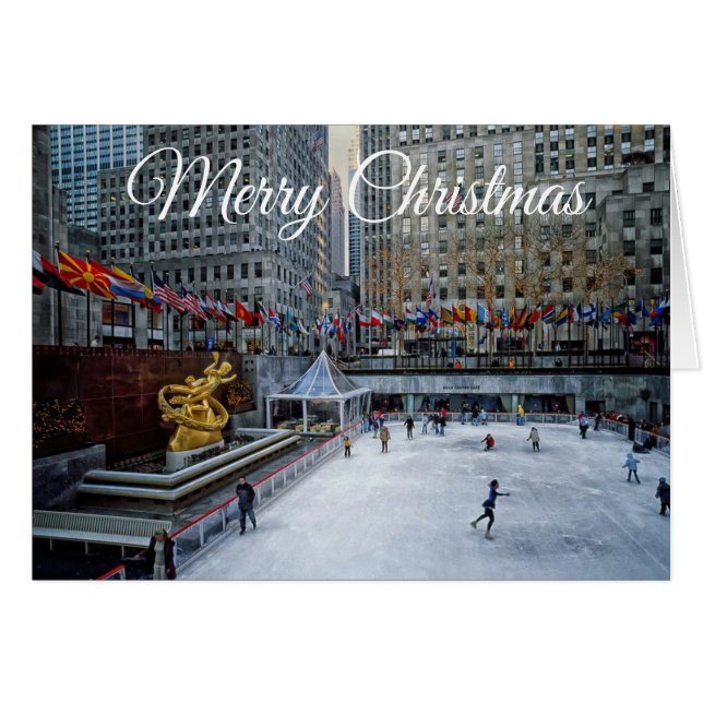 Cartão Feliz Natal NYC Rockefeller (Frente Horizontal)