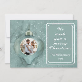 Cartão Feliz Natal Ornament Personalizado Foto da Família