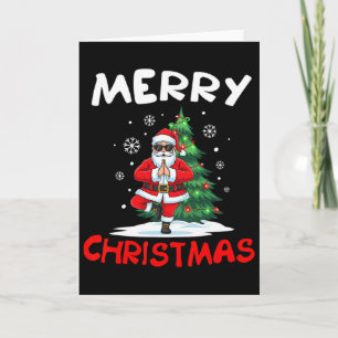 Cartão Feliz Natal Papai Noel Amante de Yoga