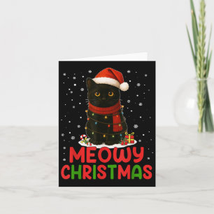Cartão Feliz Natal Papai Noel Engraçado Gato Negro