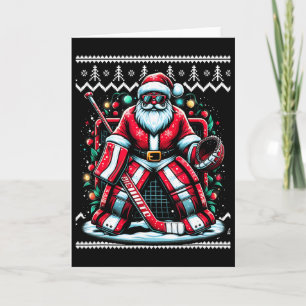 Cartão Feliz Natal Papai Noel Goleiro de Hóquei Natal Fei
