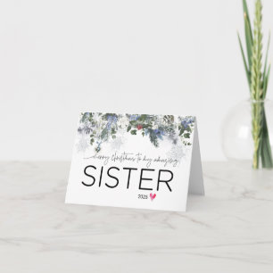 Cartão Feliz Natal para a minha irmã Cute Sibling Carro N