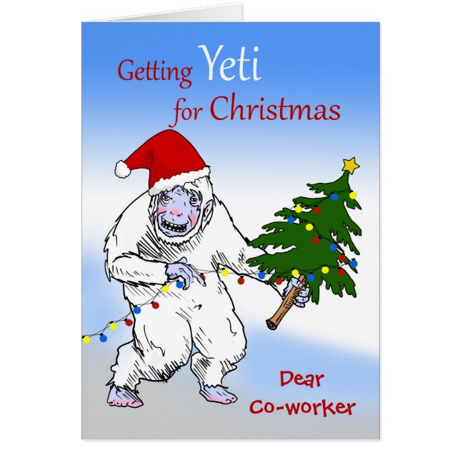 Cartão Feliz Natal para o Colega de Trabalho Você É Yeti (Frente)