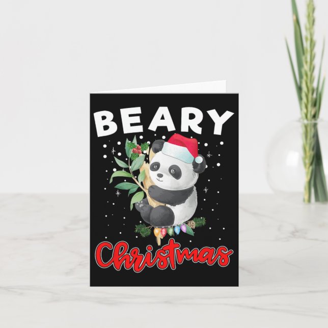Cartão Feliz Natal Para Panda Bear Engraçado (Frente)