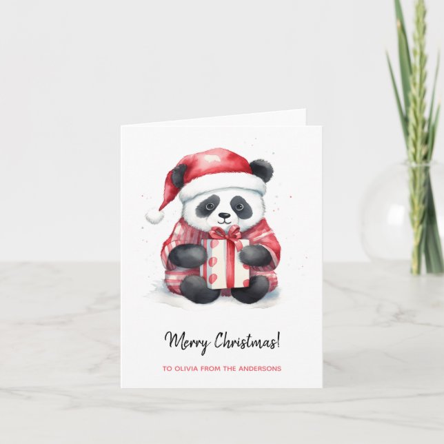 Cartão Feliz Natal para Papais noeis de Panda (Frente)