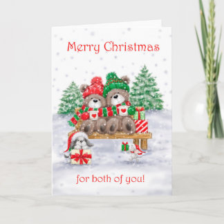 Cartão Feliz Natal para vocês dois, casal Urso