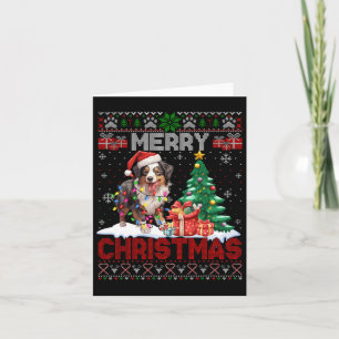 Cartão Feliz Natal - Pastor australiano Cão voador feio