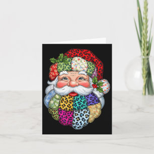 Cartão Feliz Natal Patchwork Face de Papai Noel X-mas H