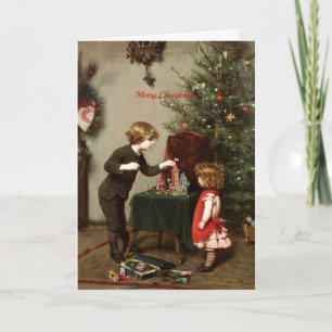 Cartão Feliz Natal, Pintura Antiga por Felix Ehrlich