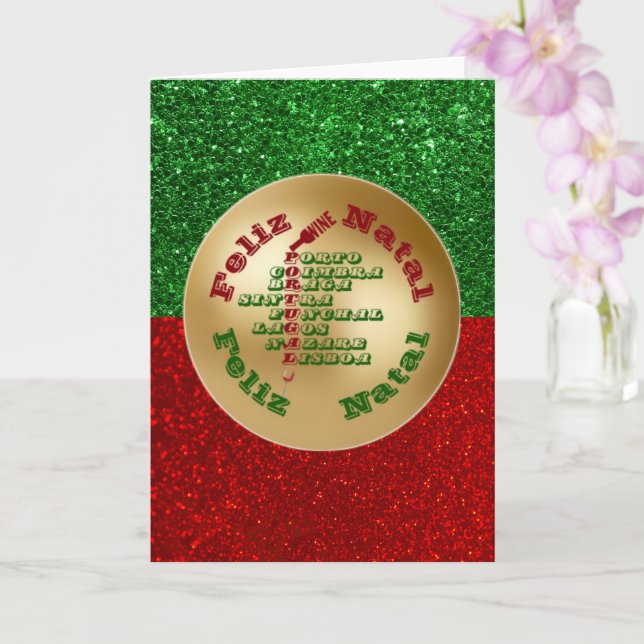 Cartão Feliz Natal Portugal Wine Lisboa Porto Braga (Orquídea)