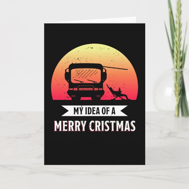 Cartão Feliz Natal - Presente de van de camping RV (Frente)