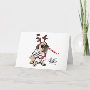 Cartão Feliz Natal   Pug Rena