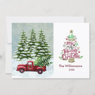 Cartão Feliz Natal Red Truck Snow Natal Natal