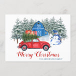 Cartão Feliz Natal Red Truck Snowman Saudação Rústica<br><div class="desc">Feliz Cartão de Saudação Russo de Carro Vermelho de Natal.</div>