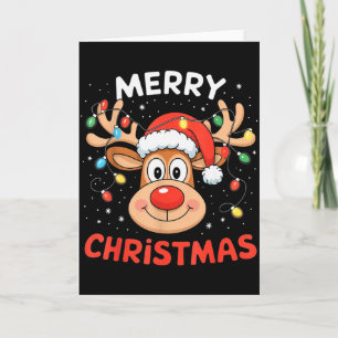 Cartão Feliz Natal Rena Xmas Família Homens Mulheres Cria