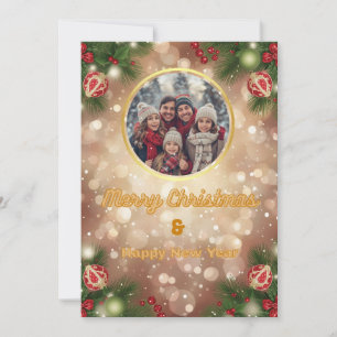 Cartão Feliz Natal – Retrato da Família na Neve