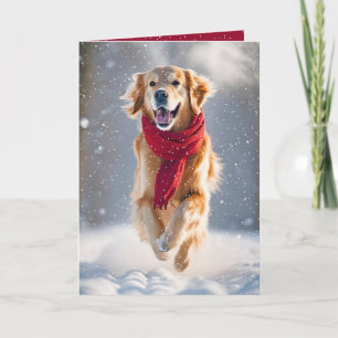 Cartão Feliz Natal Retriever Dourado Na Neve
