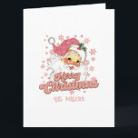 Cartão Feliz Natal - Retrorografia cor-de-rosa Santa Clau<br><div class="desc">Feliz Natal,  tipografia retrógrada rosa com um Pai Natal com um chapéu cor-de-rosa. Texto personalizável no painel dentro frontal e esquerdo.</div>