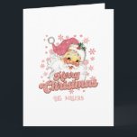 Cartão Feliz Natal - Retrorografia cor-de-rosa Santa Clau<br><div class="desc">Feliz Natal,  tipografia retrógrada rosa com um Pai Natal com um chapéu cor-de-rosa. Texto personalizável no painel dentro frontal e esquerdo.</div>