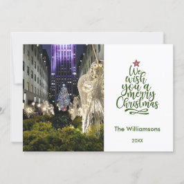 Cartão Feliz Natal Rockefeller Tree e Foto da Família