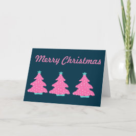 Cartão Feliz Natal Rosa Árvores de Natal Contemporâneas