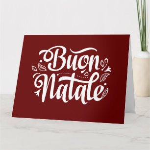 Cartão Feliz Natal Simple Red Saudação Italiana de Natal