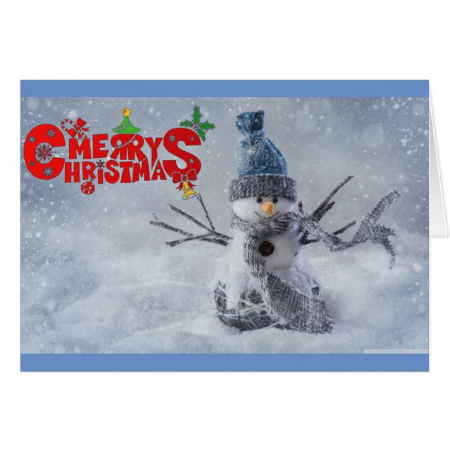 Cartão Feliz Natal Snowman (Frente Horizontal)