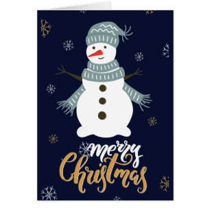 Cartão "Feliz Natal" Tradicional Snowman