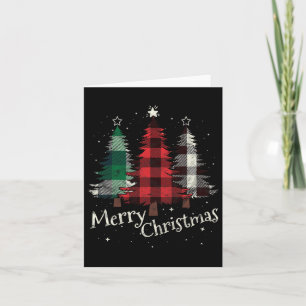 Cartão Feliz Natal Três Árvores Xmas Xadrez de Buffalo