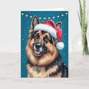 Cartão Feliz Natal Um Cachorro German shepherd em Papais