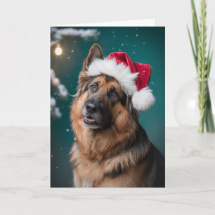 Cartão Feliz Natal Um Cachorro German shepherd em Papais 