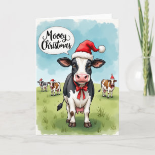 Cartão Feliz Natal Vaca Piada Engraçada Saudação de Féria