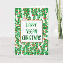 Feliz Natal Vegano de Pinheiro Verde e Vermelho 