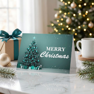 Cartão Feliz Natal Verde Elegante Moderno Feriado