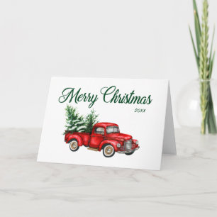 Cartão Feliz Natal Vintage Vintage Ano Caminhão