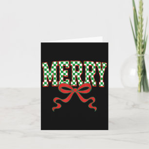 Cartão Feliz Natal Xadrez Preppy Coquette Laço Natal