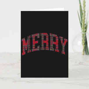 Cartão Feliz Natal Xadrez Tartã Letra Maiúscula de Corvet
