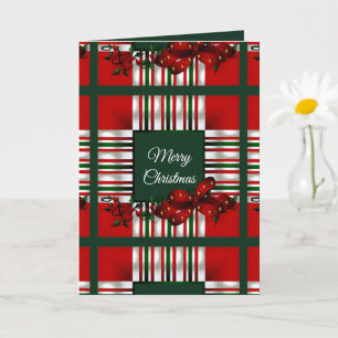 Cartão Feliz Natal Xadrez Verde